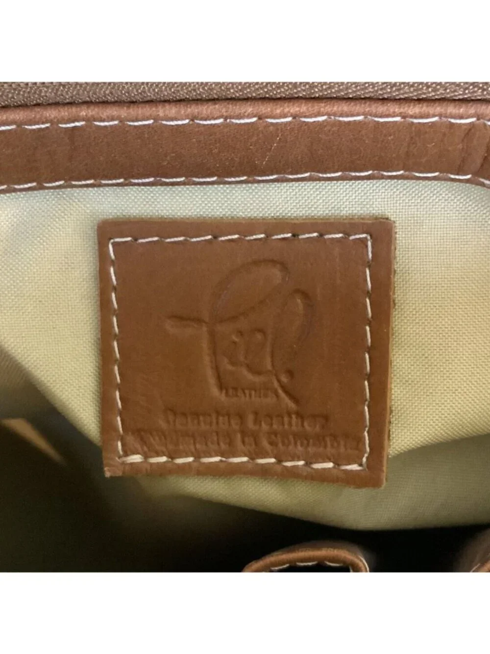 Piel Womens Leather Briefcase Tote Camel Laptop Bag Multiple Pockets Executive